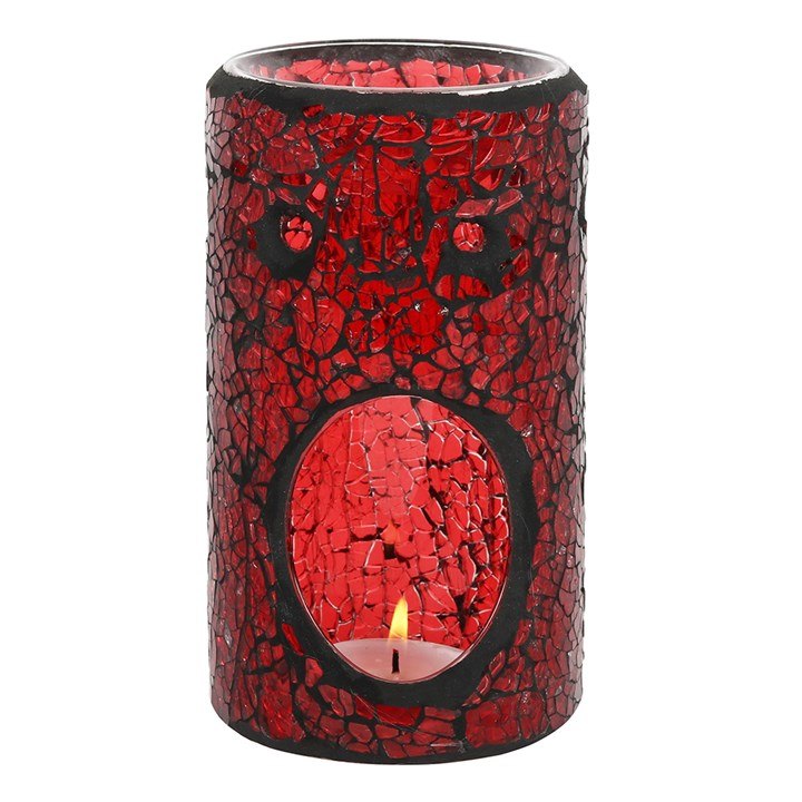Red Pillar Crackle Glass Oil Burner & Wax Warmer