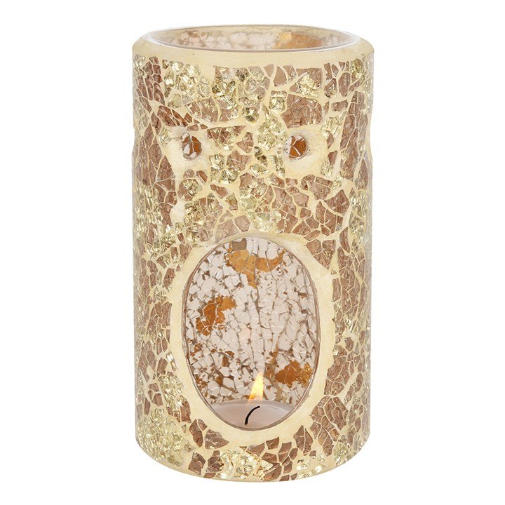 Gold Pillar Crackle Glass Oil / Wax Melter